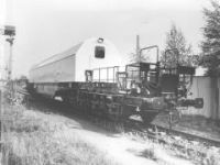 Hlubinový vůz Hx – kontejner určený k přepravě vyhořelých palivových článků z jaderné elektrárny, rok výroby 1978